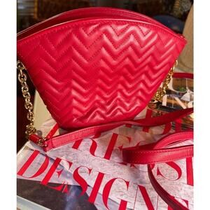 Lorenzi Red Lambskin leather quilted purse-Italy vintage
